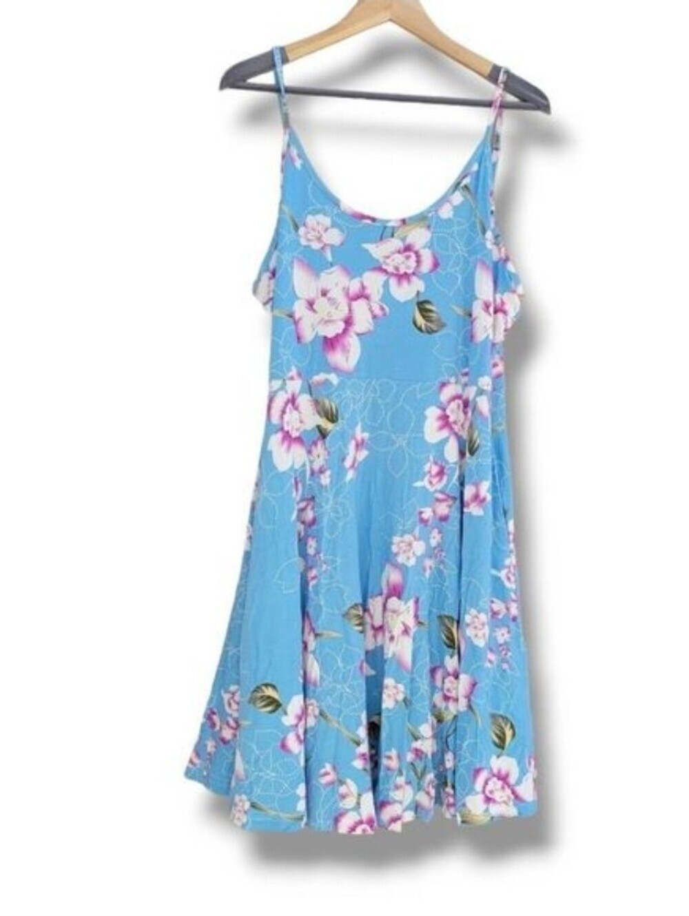 Jouica Women’s Blue Floral Spaghetti Strap Swing Dress 2XL